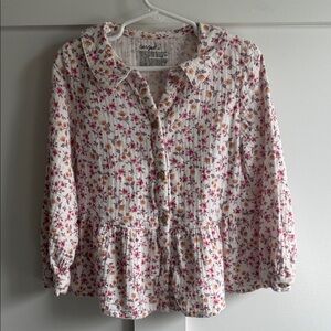 Cat & Jack Floral Peplum Button-Front Top Girls 5T